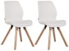 Lot 2 chaises avec pieds en bois assise en similicuir Blanc