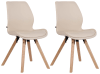 2er Set Stühle mit Holzgestell und Sitz aus Kunstleder creme