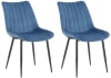 Lot 2 chaises avec pieds métal et assise en velours Bleu