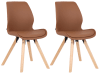 Lot 2 chaises avec pieds en bois assise en similicuir Marron clair