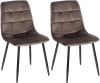 Set de 2 silla de comedor con asiento de terciopelo marrón