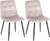 2er Set Esszimmerstühle mit Metallgestell Samt pink