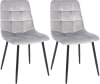 2er Set Esszimmerstühle mit Metallgestell Samt grau