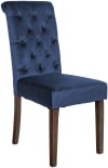 Esszimmerstuhl mit Füße aus Holz und Sitz aus Samt blau