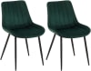 Lot 2 chaises avec pieds métal et assise en velours Vert