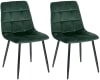 2er Set Esszimmerstuhl mit Füße aus Metall und Sitz aus Samt grün
