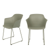 Lot de 2 fauteuils de table en plastique et métal vert