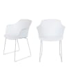 Lot de 2 fauteuils de table en plastique et métal blanc