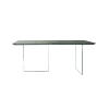 Tavolo massello rovere nodato e vetro 4 posti 250x100 cm (beton)
