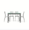 Tavolo in metallo grigio e piano in vetro bianco allungabile 110x70cm