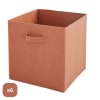 Lot de 6 paniers  pliables en tissu terracotta 27x27x27cm