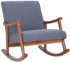 Schaukelstuhl mit Armlehnen und Sitz aus Stoff blau