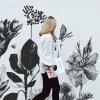 Papier peint panoramique fleurs des champs noir et blanc 450x250cm