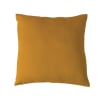 Coussin uni et déhoussable polyester jaune ocre 50x50 cm