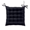 Galette de chaise unie et piquée polyester noir 38x38 cm