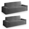 Pack 2 unidades Funda de sofá Velvet 2+3 plazas gris