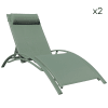 Set di 2 sedie a sdraio in textilene y alluminio verde salvia