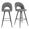 Lot de 2 tabourets modernes en tissu gris