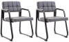 Set de 2 silla de comedor con reposabrazos en simil cuero gris