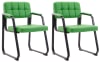 Set de 2 silla de comedor con reposabrazos en simil cuero verde