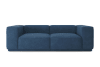 Canapé droit en tissu 4 places bleu