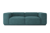 Canapé droit en tissu 4 places bleu paon