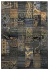 Tapis vintage patchwork tissé machine - Bleu 90x160 cm