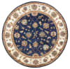 Tapis floral classique en 100% laine crème bleu D150 cm