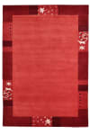 Tapis gabbeh floral en laine naturelle rouge 70x140 cm