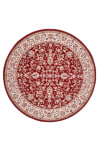 Tapis d'orient floral, tissé, laine naturelle rouge Diam 133 cm