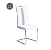 Lot de 2 chaises  simili blanc pieds métal chromé