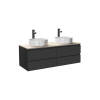 Meuble double vasque 120cm avec plan bois  Noir +  vasque
