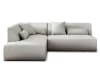 Canapé modulable 5 places angle gauche en tissu gris clair