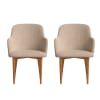 2 sillas con tela reciclada hecha a mano en color marrón claro