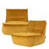 Pouf modulable sofa velours, 2 pièces, jaune ocre