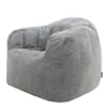Pouf fauteuil en velours finement côtelé gris