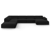 Canapé d'angle gauche panoramique 7 places en tissu structurel noir