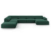 Canapé d'angle gauche panoramique 7 places en tissu structurel vert