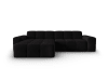 Canapé d'angle gauche 4 places en tissu velours noir