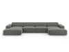 Canapé panoramique 6 places en tissu velours gris clair