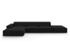 Canapé d'angle 5 places en tissu structuré noir
