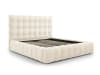 Letto con contenitore e testiera 180x200cm in velluto beige chiaro