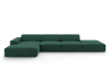 Canapé d'angle 5 places en tissu structuré vert