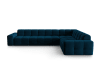 Canapé d'angle droit 6 places en tissu velours bleu marine