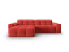 Canapé d'angle gauche 4 places en tissu velours rouge
