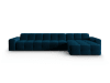 Canapé d'angle droit 5 places en tissu velours bleu marine