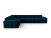 Canapé d'angle gauche 6 places en tissu velours bleu marine