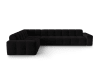 Canapé d'angle gauche 6 places en tissu velours noir