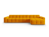 Canapé d'angle droit 5 places en tissu velours orange