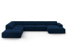 Canapé d'angle gauche panoramique 7 places en tissu velours bleu roi